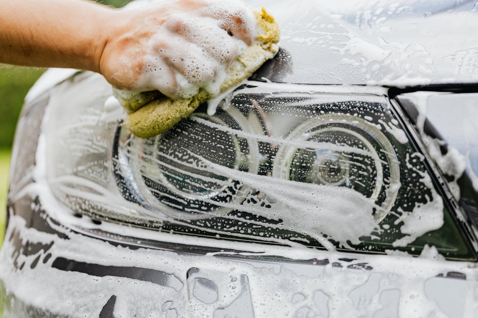 Soapy suds covering a car during a premium car wash